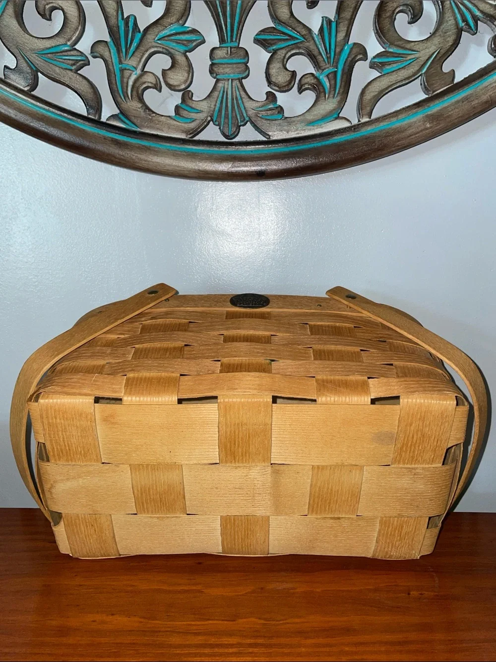 Vintage 1954 Peterboro Basket Co Divided Wood Basket Made USA Mid Century